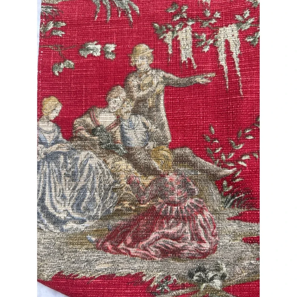 Waverly Savannah Scenic Toile Table Runner Red Tapestry Tassel 102 Inch Long